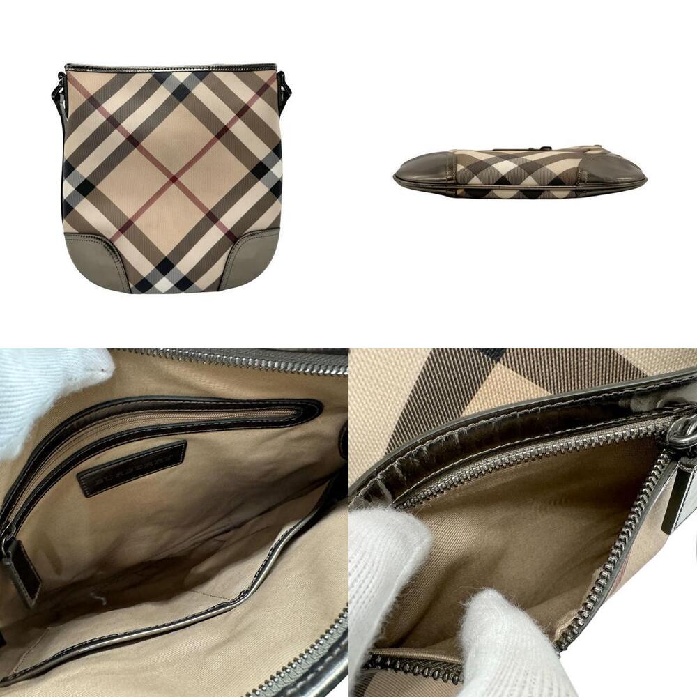 Burberry khaki Tan metallic leather bag canvas Beige coated shoulder - Picture 3 of 4